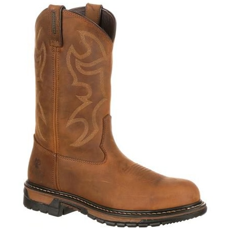 Rocky Men's Waterproof Western Boot, 10 W, Steel Toe, 11 in H, Aztec Crazy Horse, FQ0002809 FQ0002809